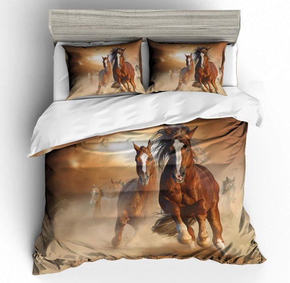Bed Set Horse Animal Quilt Cover Duvet Cover With Pillowcases Etsy