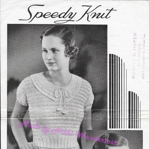 Speedy Knit 1930s blouse reproduction knitting pattern