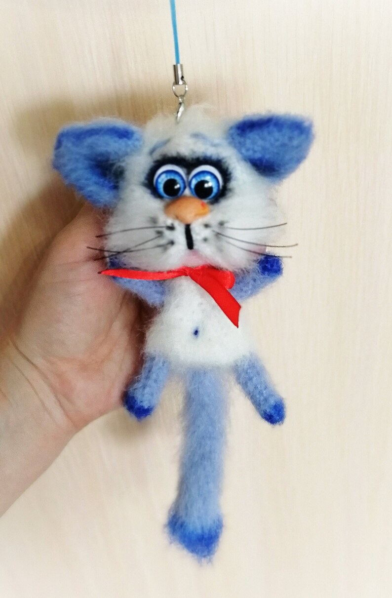 Cat keychain handmade stuffed animal Crochet cat bag charm Etsy