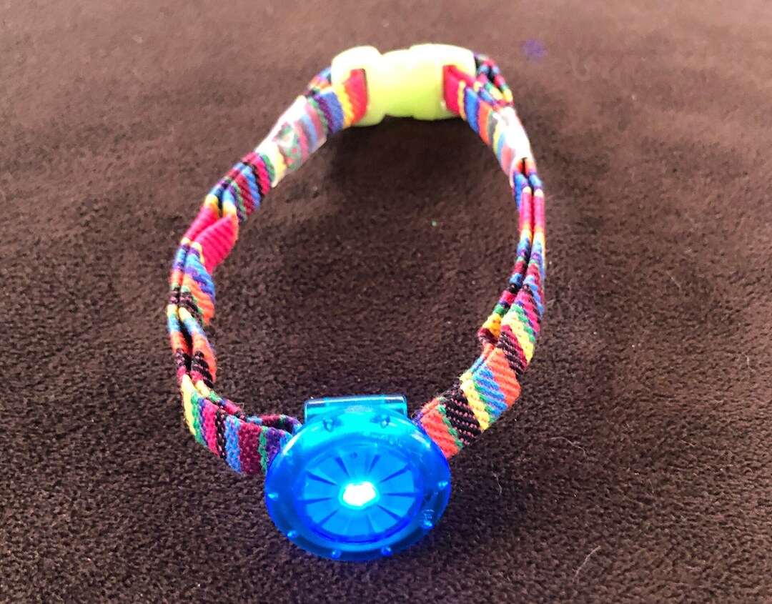 PRIDE Light up Cat Collar Rainbow Colors With Blue Twist Light and Glow