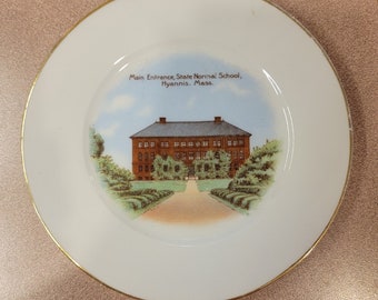 Souvenir China Plate, Old Hyannis Normal School, Now Town Hall, Cape Cod