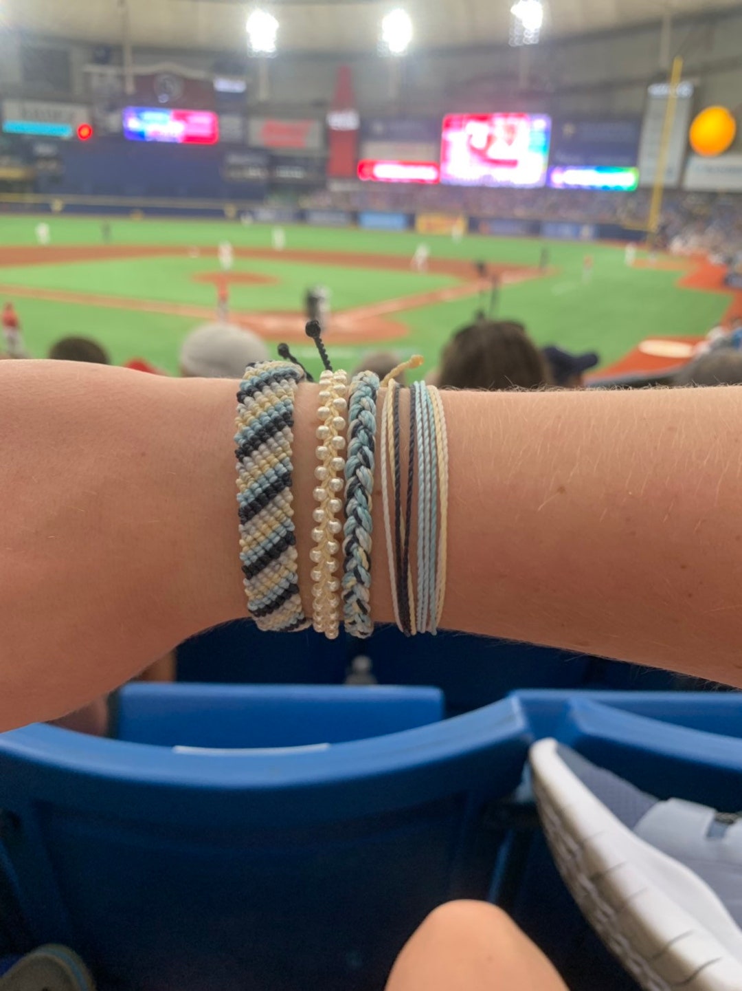 St. Louis Cardinals Game used Baseball Yarn Friendship Bracelet