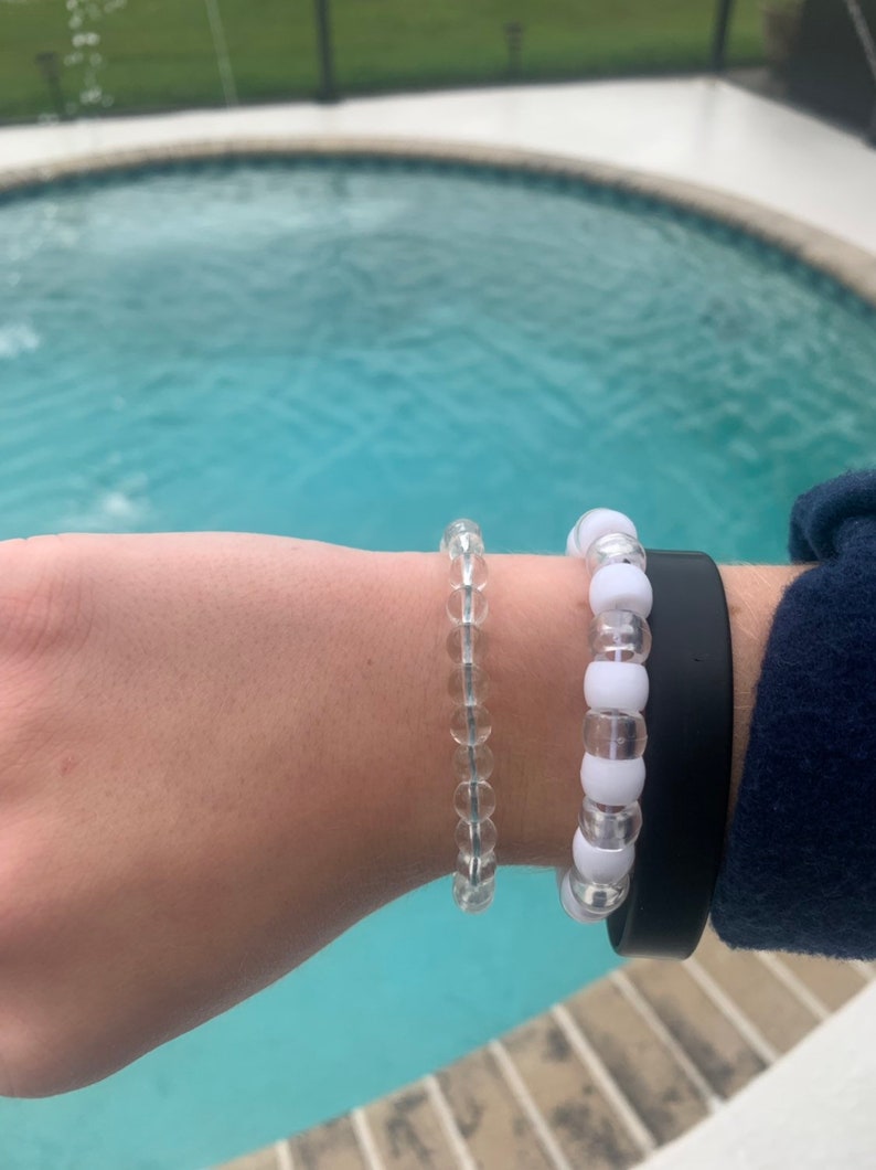 Clear Beaded Bracelet CUSTOMIZABLE Clear Beads Waterproof Etsy