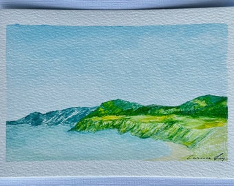 Original Watercolor Landscape Painting Mini 4in x 6in Seascape