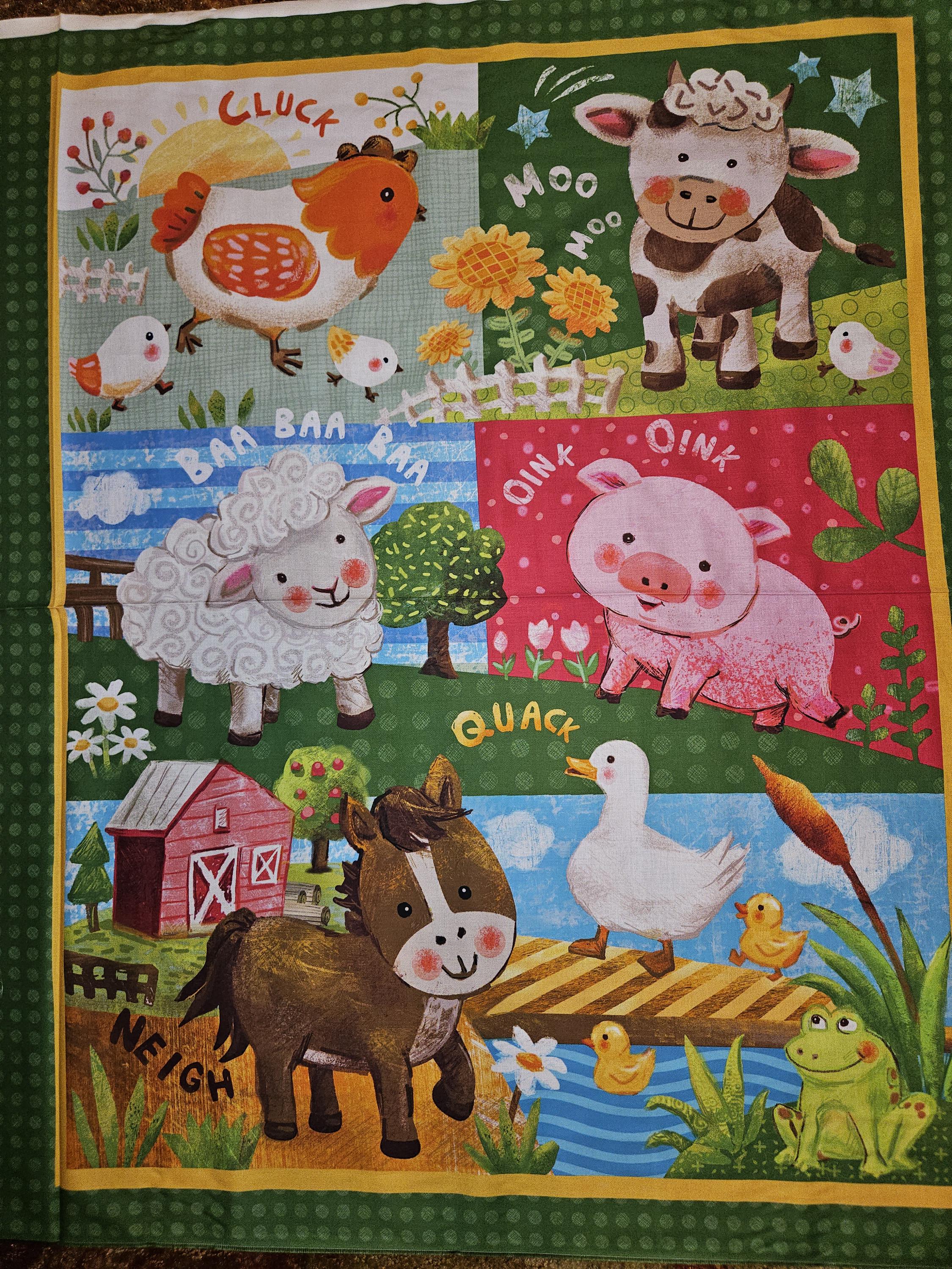 Kit - Wee Ones Farm Animals Baby Quilt Kit: Panel and Backing Fabric ...