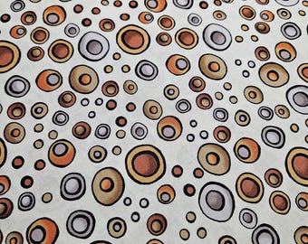 HY Loralie Designs Doggy Dots - Quilt & Craft Fabric  - Beige w/Multi Color Dots