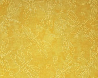 HY Sundrenched Dragonfly Yellow Spring & Summertime Fabric