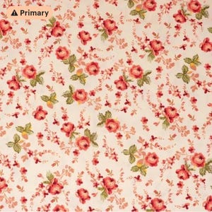 HY Canvas DUCK Cloth 100% Cotton Beige with Rose Red Roses