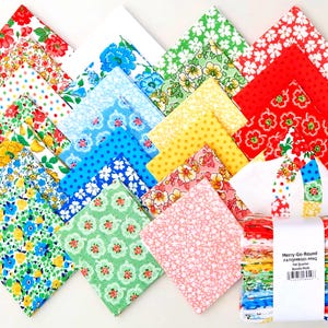 Whistler Studios Merry-Go-Round Fat Quarter Bundle: Multi-color Cotton Quilting Fabric 24 Pieces