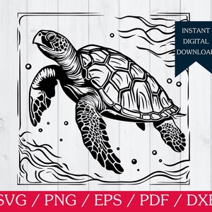 Sea Turtle SVG, Digital Cutting File, Marine Life Craft, Underwater Design, DIY Paper Craft, Nautical SVG, Oceanic Decal, Cricut Silhouette