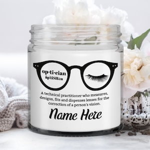 Personalized Optician Optical Technician Candle | Round Eyeglasses Frame | Vanilla Scented | NEW and TRENDING Perfect Gifts Presents