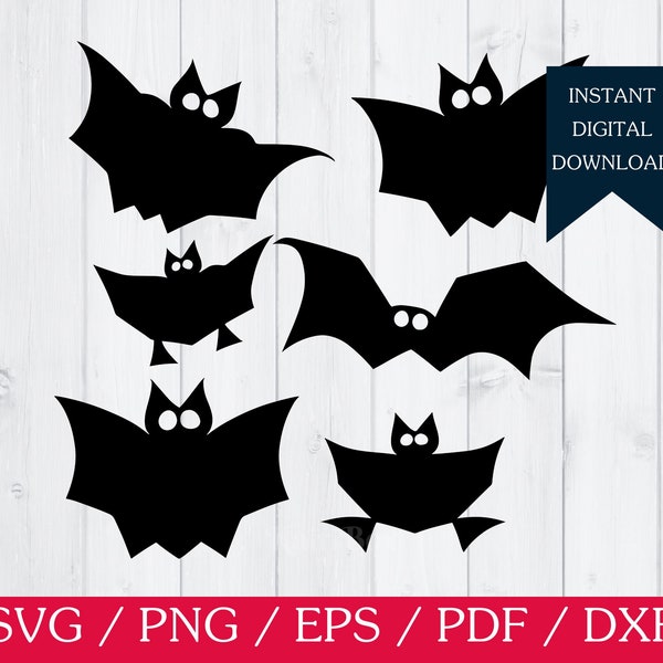 Bats SVG, Cute Bat SVG, Bat PNG, Spooky Season, Bat Wings, Halloween Clipart, Creepy Bat Pattern, Eerie Bat Design, Haunted House Decor