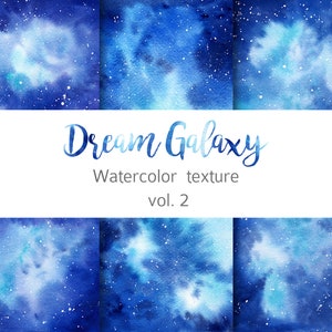 Papel digital de galáxia azul marinho aquarela, textura de aquarela de céu estrelado, clipart de galáxia celestial, casamento de inverno, papel universo.