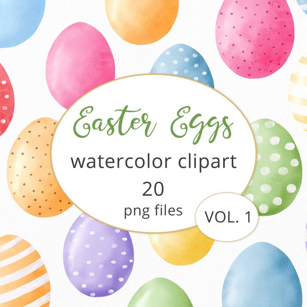 Easter Eggs Watercolor Clipart, Spring Clipart, Paster Color Eggs Clip Art, Springtime Clipart, PNG Files, Instant Digital Download. C031