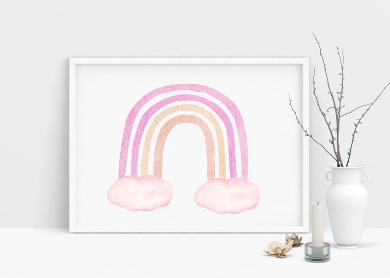 Watercolor Pastel Rainbow Clipart Hand Painted in Trendy Colors. Baby Shower, Birthday Party, Nursery Art Graphics. Digital Png Files. C002 image 6