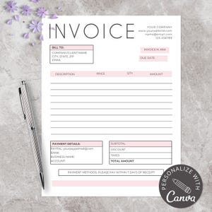Editable Canva Invoice Template for Small Business | Bakery Custom ...