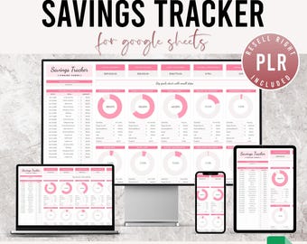PLR Savings Tracker Google Sheets | Finance Spreadsheet and Savings Tracker for Reseller