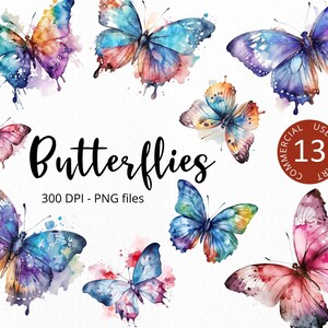 Schmetterling Clipart. 13 separate png Elemente, DIY Cliparts für Hochzeitseinladung, Sommer Clipart, Schmetterlinge Clipart
