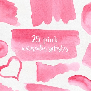 Pink Watercolor Splashes Clipart, Blush Pink Ombre background for logo, Pink Branding, Wedding invite clipart, Watercolor Brush Strokes