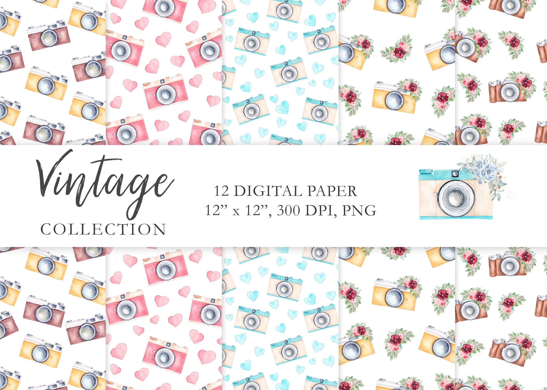 Karamfila's Vintage Wedding Scrapbook Paper Kit, Wedding Digital