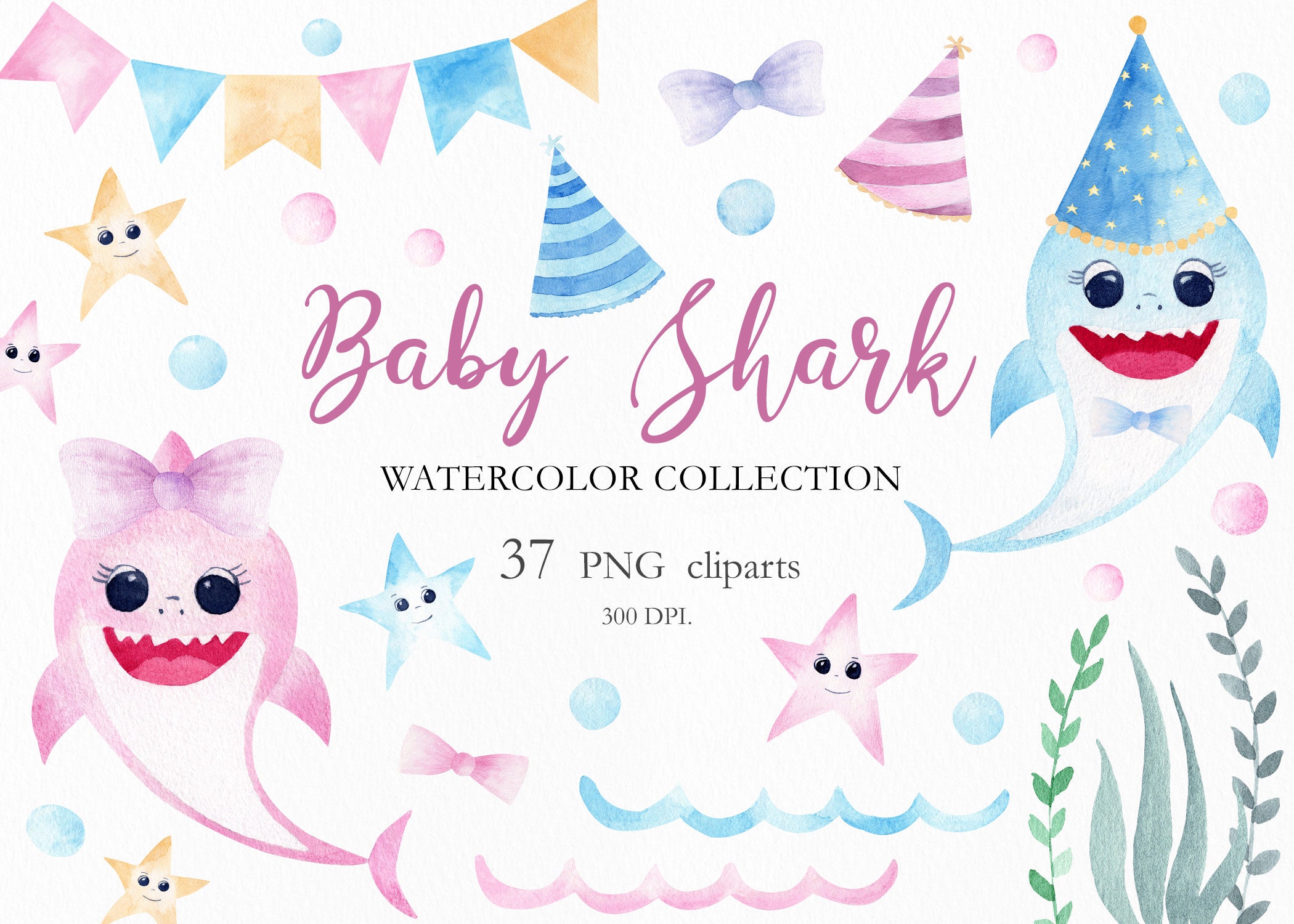 Watercolor Baby Shark Clipart Baby Shark Birthday Party Baby Etsy Watercolor Baby Shark Clipart Baby Shark Birthday Party Baby Etsy