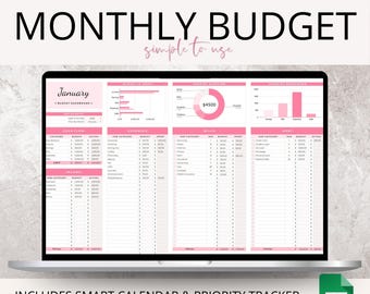 Budget Spreadsheet Google Sheets | Monthly Budget Planner, Bill Tracker, Expense Tracker, Financial Planner, Budget by Paycheck Format