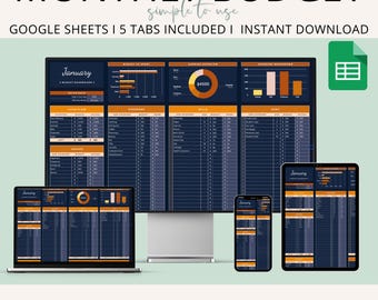 Monthly Budget Planner Spreadsheet | Google Sheets Budget Template with Bill Tracker, Calendar, Expense Log & Savings Tracker Tools