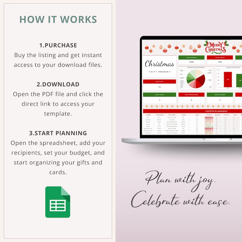 Christmas Gift Tracker Google Sheets | Holiday Budget Planner, Gift ...