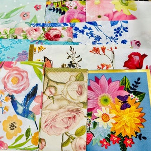 Floral Paper Napkins set of 12 Collage, Mixed Media, Decoupage, Junk Journal,Altered Art