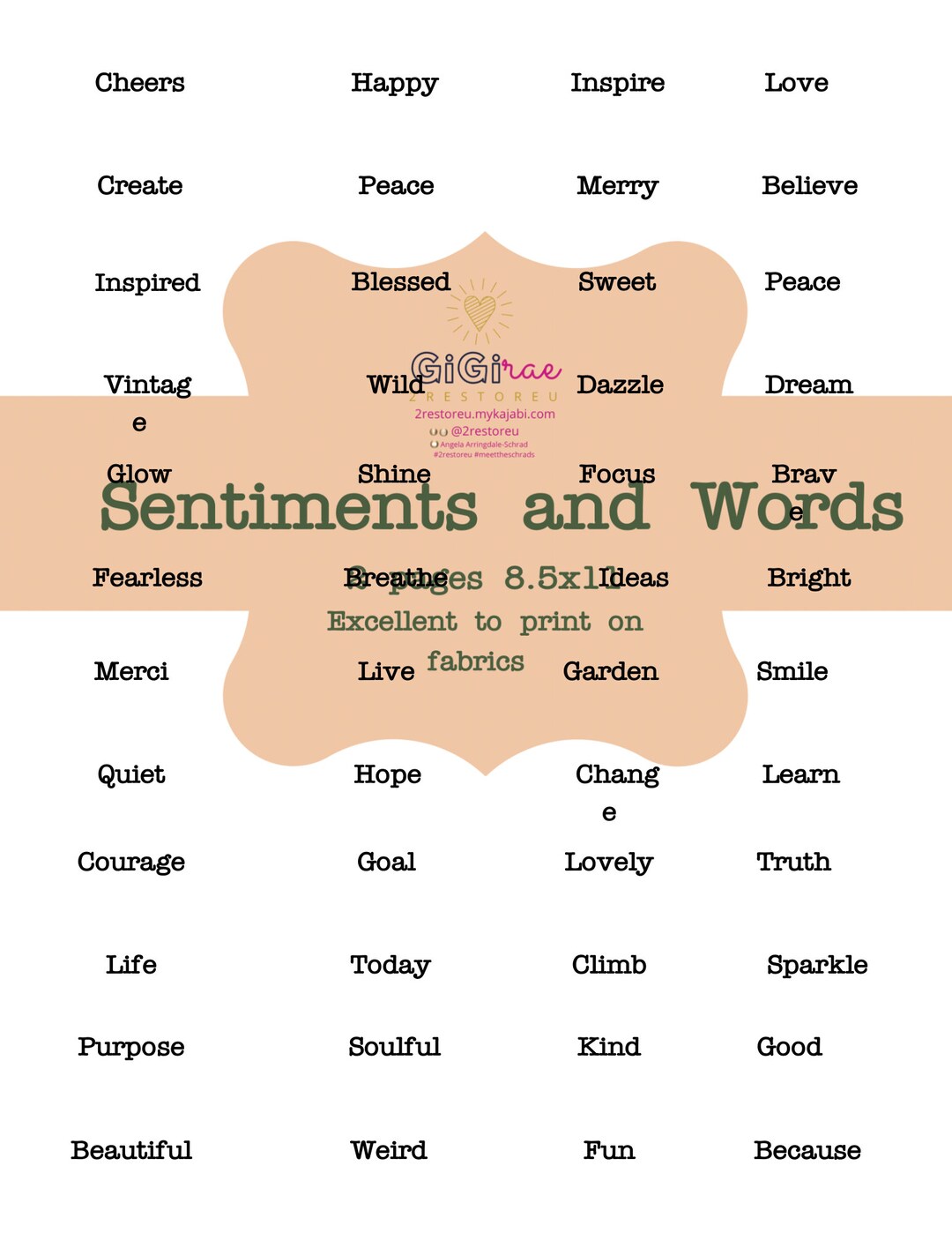 Works Sentiments Words, Phrases and Sentiments - Etsy