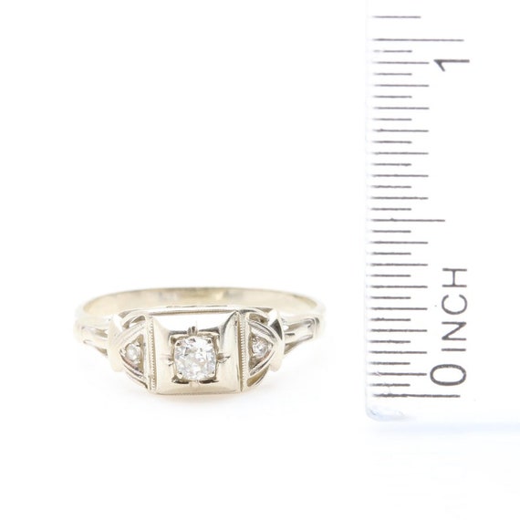 1930s Art Deco Diamond Ring 14K White Gold - image 3