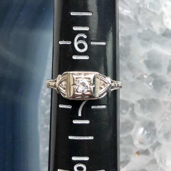 1930s Art Deco Diamond Ring 14K White Gold - image 2