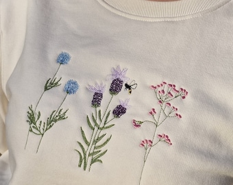 Trio of Wildflowers Organic Sweatshirt, Organic Sweatshirt, Vegan Sweatshirt, Wildflower Sweatshirt, Wildflowers