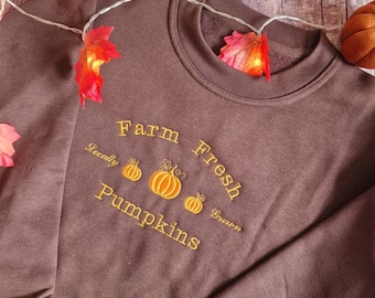 Pumpkin Sweatshirt, Pumpkin Embroidered Sweatshirt, Pumpkin Jumper, Fall Sweater, Autumn Jumper, Unisex, Pumpkins,  Halloween Sweatshirt