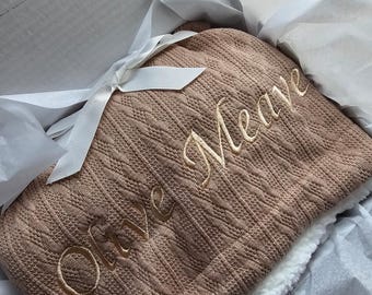 PERSONALISED BABY BLANKET -  Baby Blanket, Cable Knit, Baby Gift, Personalised Baby Gift, Baby shower gifts, Baby boy gift, Baby girl gift