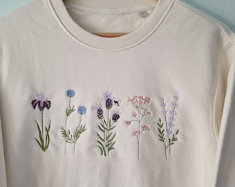 Large Wildflower Organic Sweatshirt, Organic Sweatshirt, Vegan Sweatshirt, Wildflower Sweatshirt, Wildflowers