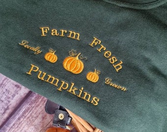 Pumpkin Sweatshirt, Pumpkin Embroidered Sweatshirt, Pumpkin Jumper, Fall Sweater, Autumn Jumper, Unisex, Pumpkins, Halloween Sweatshirt