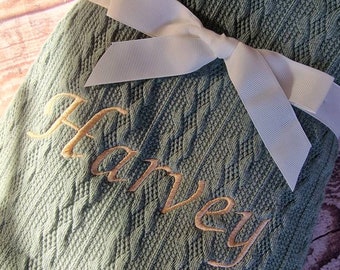 PERSONALISED BABY BLANKET -  Baby Blanket, Cable Knit, Baby Gift, Personalised Baby Gift, Baby shower gifts, Baby boy gift, Baby girl gift