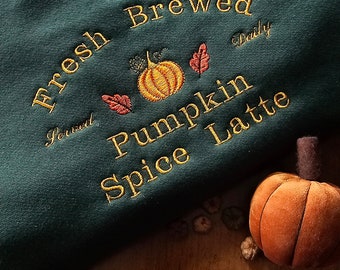 Pumpkin Spice Latte Sweatshirt, Pumpkin Embroidered Sweatshirt, Pumpkin Jumper, Fall Sweater, Autumn Jumper, Halloween Sweatshirt