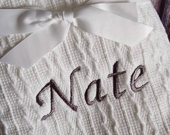 PERSONALISED BABY BLANKET -  Luxury Cable Knit, Personalised Baby Gift, Baby Shower Gift, Baby girl gift, Baby boy gift, Baby Blanket Gift