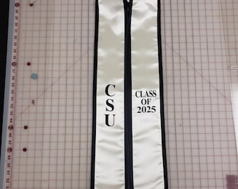 A Custom Satin Graduation Sash & Stoles - Graduation Gifts - Satin Grad Stoles MAX 4 LETTERS vertical and Class of 2025 or 2026 2 To 3 Weeks