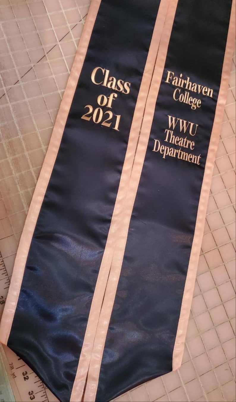 A Custom Satin Graduation Sash & Stoles - Graduation Gifts - Satin Grad Stoles MAX 10 LETTERS vertical and Class of 20?? 2 To 3 Weeks 