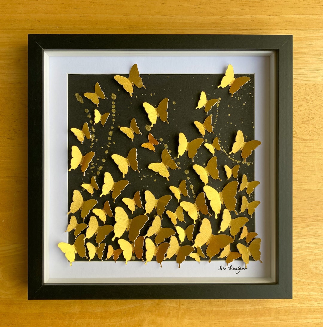 3d Butterfly Wall Art/butterfly Wall Decor/3d Butterfly Box Frame/gold ...