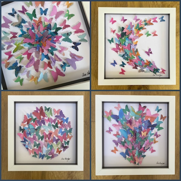 3d butterfly wall art/ Paper Butterfly wall decor/3d butterfly box frame/colourful butterflies/Handmade butterfly art gift