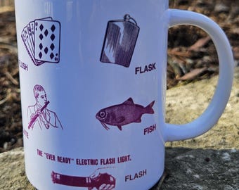 Fish Flask Flute Flush Flash Mug, 15 oz ceramic mug + Free Shipping Marx Brothers inspired fun mug