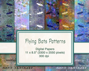 Flying Bats Pattern Instant Download, Bats Artwork, Bat Pattern Download, Halloween Digital Download,