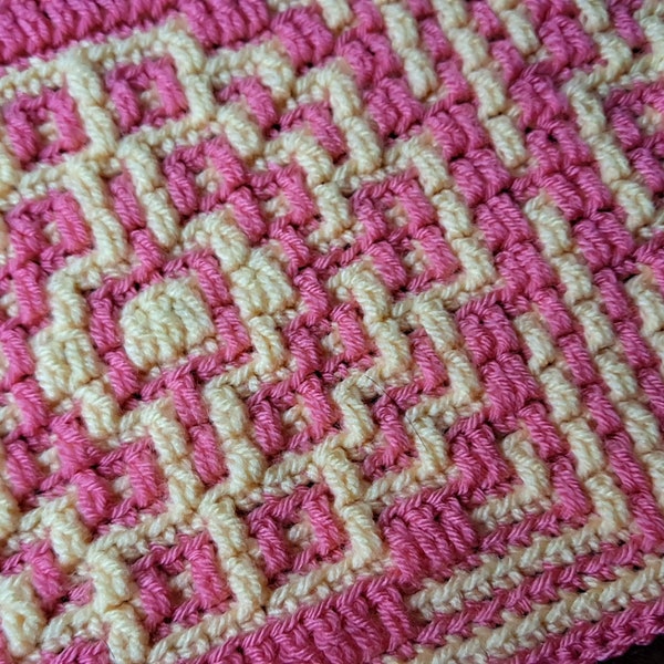 Patrón de ganchillo mosaico #41 - Gráfico con repeticiones de filas escritas - 3 variaciones de diseño incluidas (7 gráficos en total)
