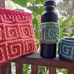 Mosaic Crochet Greek Key IN THE ROUND - Charts Only