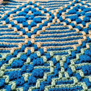Mosaic Crochet Pattern # 46 Dahlia&#39;s Diamonds - Charts with Written Row Repeats - 3 design variations included