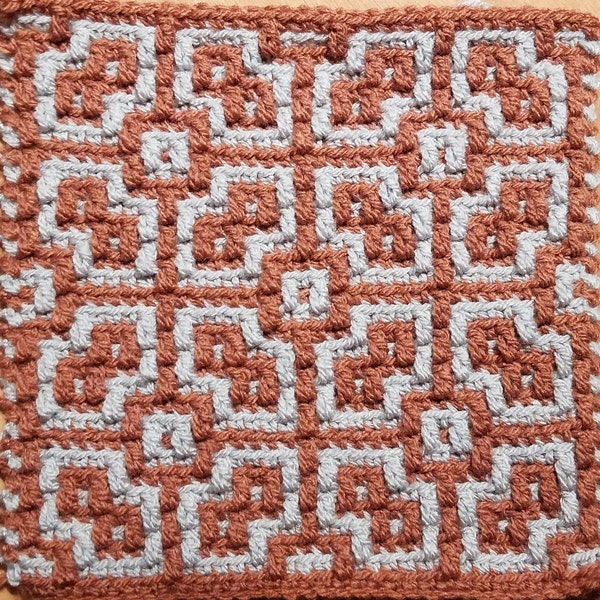 Mosaic Crochet Pattern #15 Chart with WRITTEN ROW REPEATS